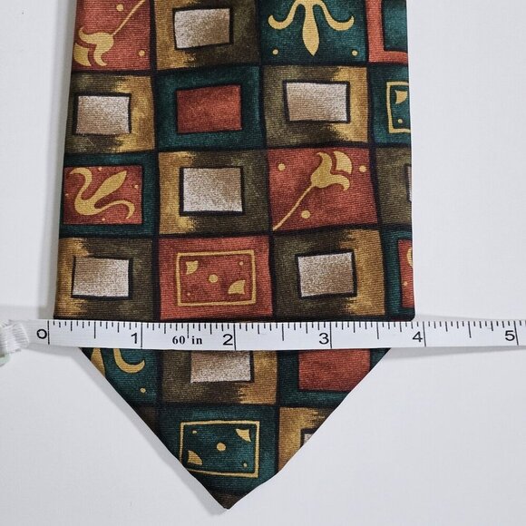 Giorgio Armani Silk Tie Handmade Italy Multicolor Geo Floral W4" L59" Boho Party - Picture 4 of 16